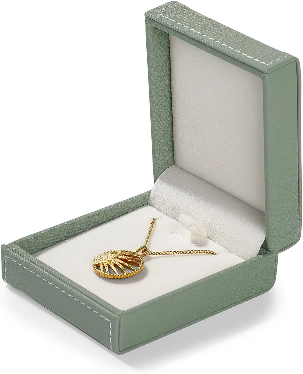 Leather Necklace Gift Box Jewelry Gift Pendant Box Elegant Necklace Case for Birthday, Proposal, Engagement, Wedding, Valentine's Day(Green)