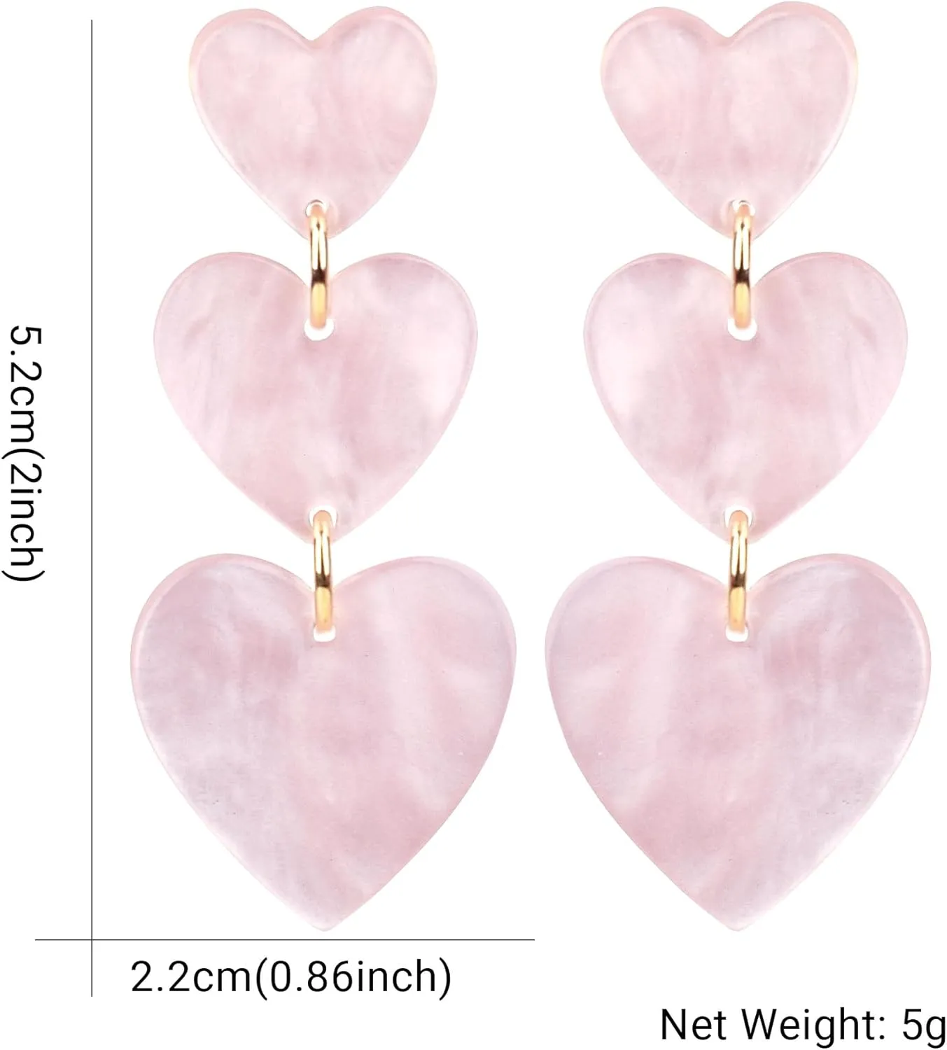 LEE&RO Heart Earrings Dangle Valentine's Day Earrings Pink Heart Earrings Red Heart Earrings Cute Love Dangling Heart Earrings for Women