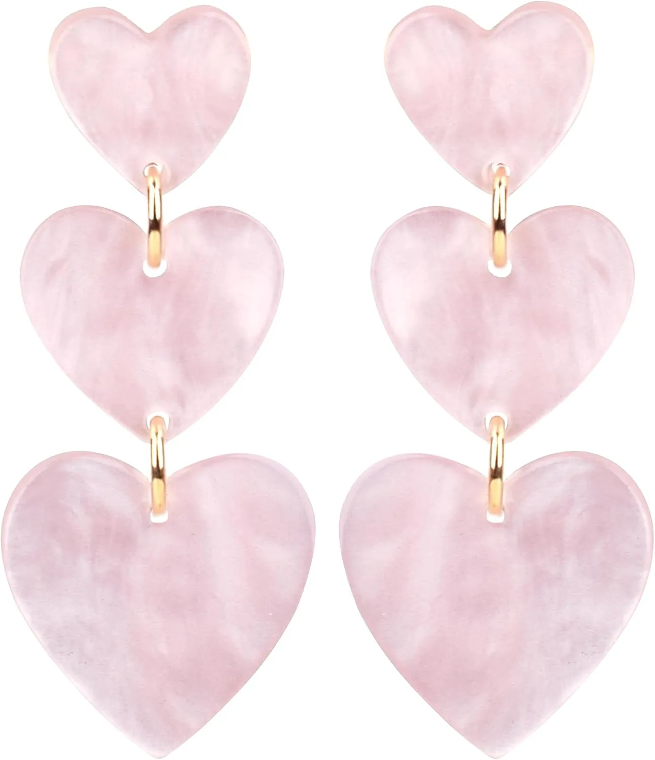 LEE&RO Heart Earrings Dangle Valentine's Day Earrings Pink Heart Earrings Red Heart Earrings Cute Love Dangling Heart Earrings for Women