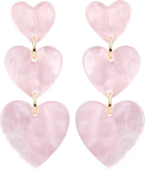 LEE&RO Heart Earrings Dangle Valentine's Day Earrings Pink Heart Earrings Red Heart Earrings Cute Love Dangling Heart Earrings for Women