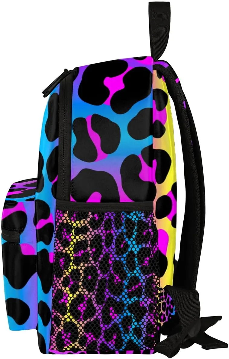 Leopard Rainbow Toddler Backpack for Little Girls Preschool Kindergarten Small Cheetah Backpack Lightweight Bookbag Waterproof Mini Travel PreSchool Student Bookbags
