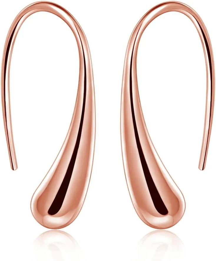 Lightweight Teardrop Gold Hoop Earrings for Women - Chunky 14k Gold Plated Pull Through Earrings Huggie High Polished Statement Jewelry Gift for Women trendy Black