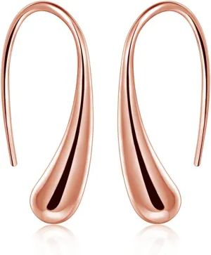 Lightweight Teardrop Gold Hoop Earrings for Women - Chunky 14k Gold Plated Pull Through Earrings Huggie High Polished Statement Jewelry Gift for Women trendy Black