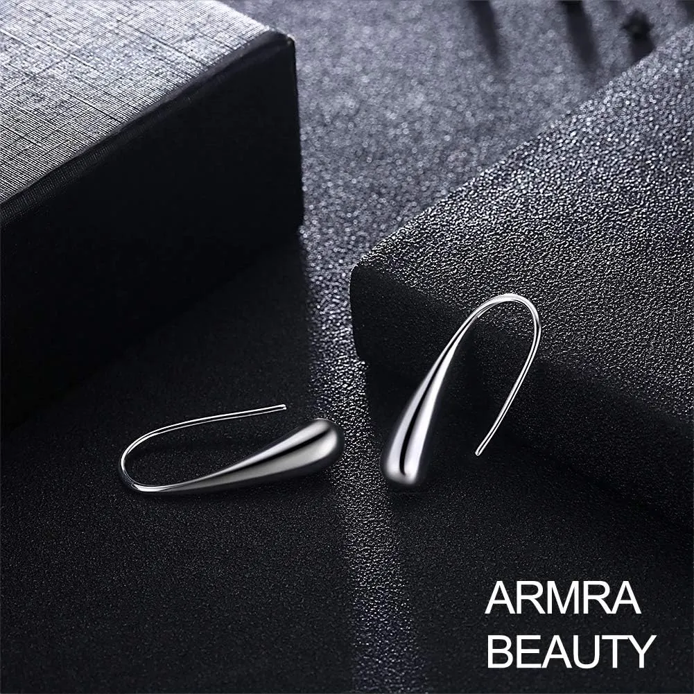 Lightweight Teardrop Gold Hoop Earrings for Women - Chunky 14k Gold Plated Pull Through Earrings Huggie High Polished Statement Jewelry Gift for Women trendy Black