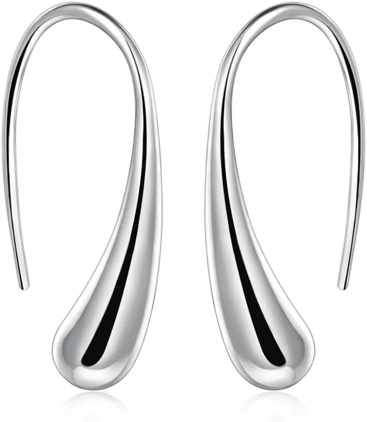 Lightweight Teardrop Gold Hoop Earrings for Women - Chunky 14k Gold Plated Pull Through Earrings Huggie High Polished Statement Jewelry Gift for Women trendy Black