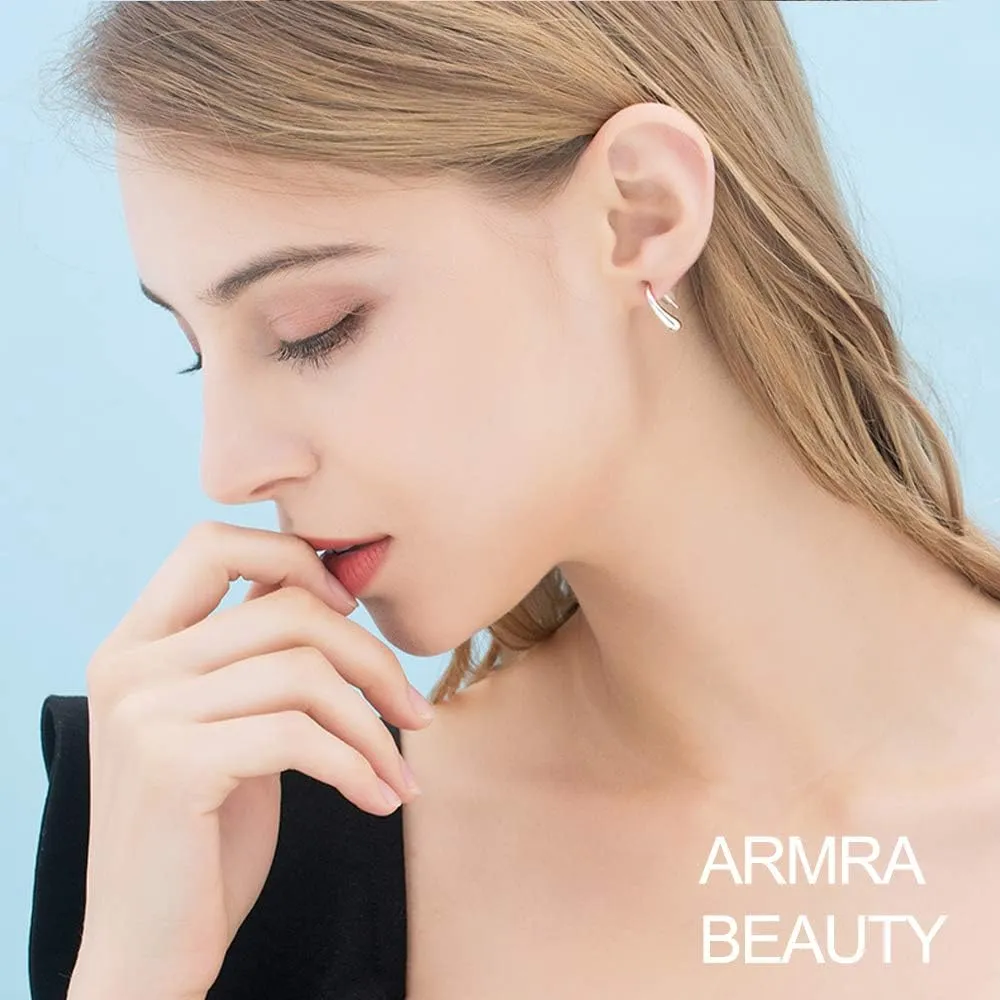 Lightweight Teardrop Gold Hoop Earrings for Women - Chunky 14k Gold Plated Pull Through Earrings Huggie High Polished Statement Jewelry Gift for Women trendy Black