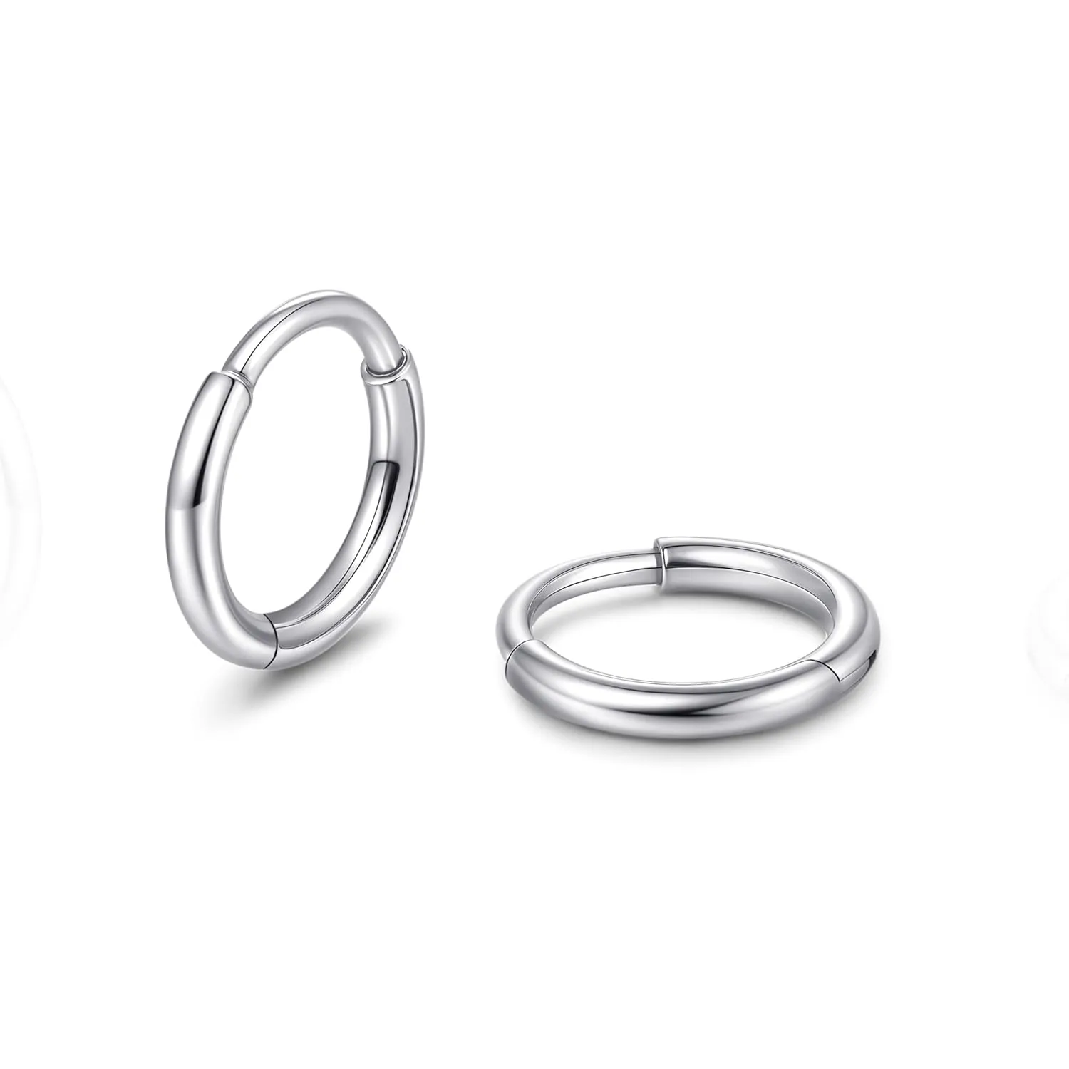 limerencia Small Hoop Earrings for Women, Hypoallergenic Titanium Huggie Hoop Earrings Set G23 Piercings Cartilage Earrings Set for Women Sensitive Ears (No stones Silver, 6mm)