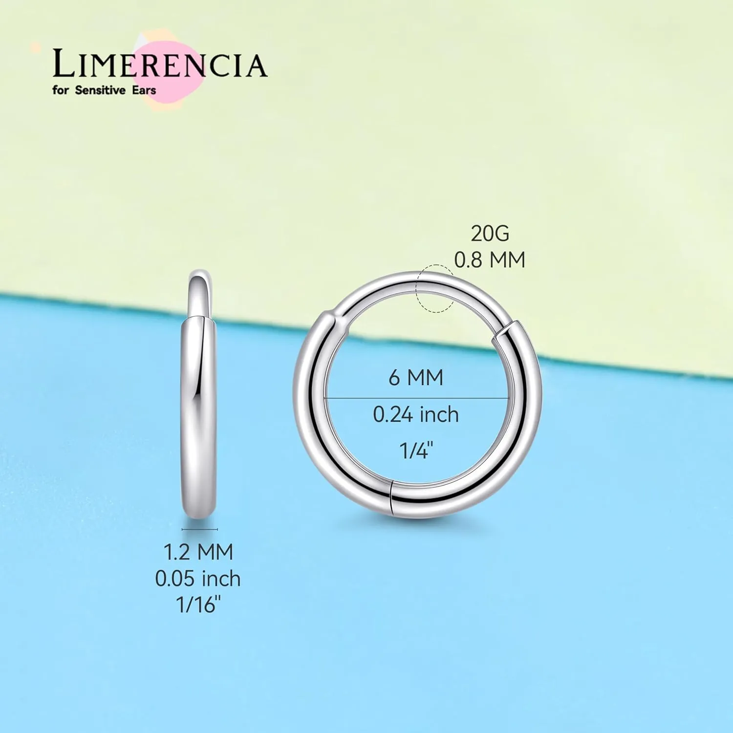 limerencia Small Hoop Earrings for Women, Hypoallergenic Titanium Huggie Hoop Earrings Set G23 Piercings Cartilage Earrings Set for Women Sensitive Ears (No stones Silver, 6mm)