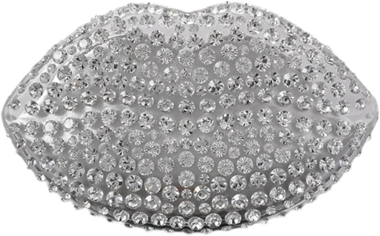 Lip Shape Clutch Bag Rhinestones Clear Wedding Evening Party Kiss Purse Women Handbag For Wedding Party Prom