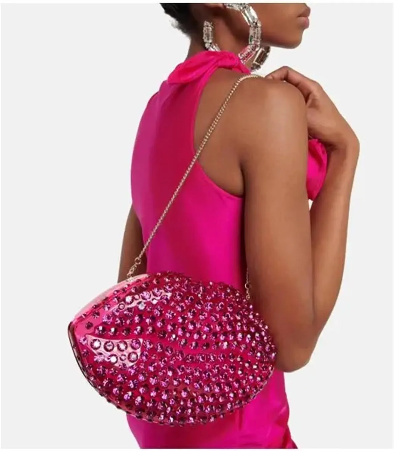 Lip Shape Clutch Bag Rhinestones Clear Wedding Evening Party Kiss Purse Women Handbag For Wedding Party Prom