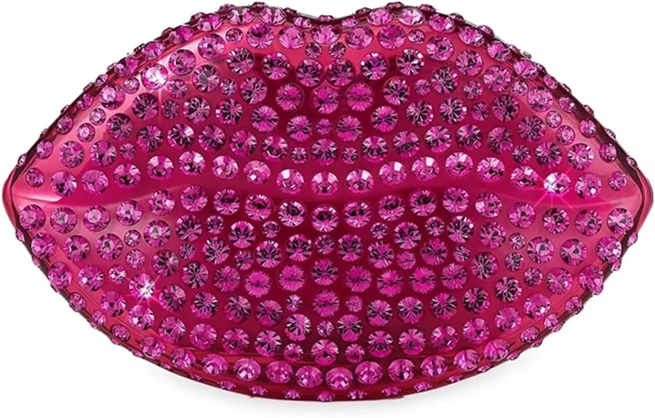 Lip Shape Clutch Bag Rhinestones Clear Wedding Evening Party Kiss Purse Women Handbag For Wedding Party Prom