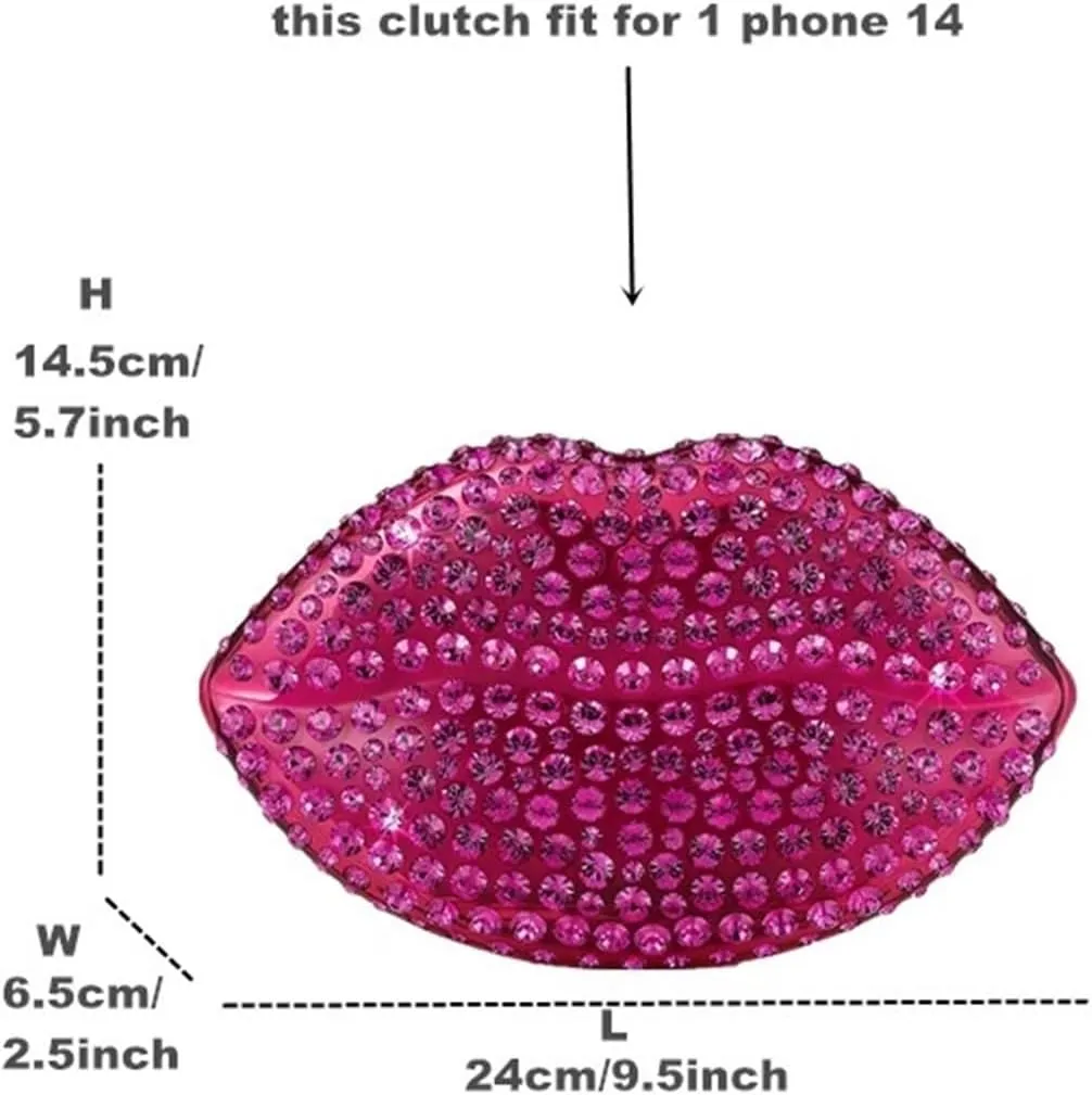 Lip Shape Clutch Bag Rhinestones Clear Wedding Evening Party Kiss Purse Women Handbag For Wedding Party Prom