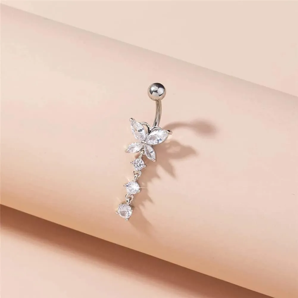 Longita Belly Button Ring Dangle Belly Button Rings Dangling Belly Button Rings Clicker Belly Button Ring Surgical Steel Rose Gold Belly Rings Belly Piercing Jewelry Navel Rings for Women