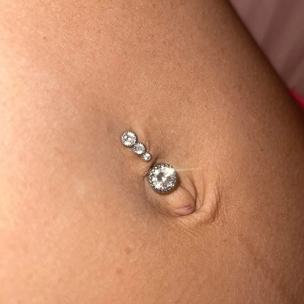Longita Belly Ring - Surgical Steel & Gold Clicker, Hypoallergenic Navel Ring for Women
