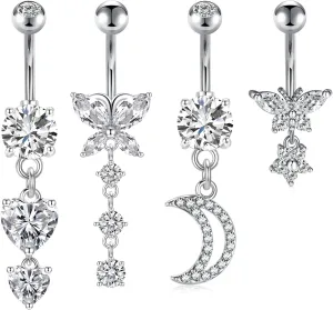 Longita Belly Ring - Surgical Steel & Gold Clicker, Hypoallergenic Navel Ring for Women