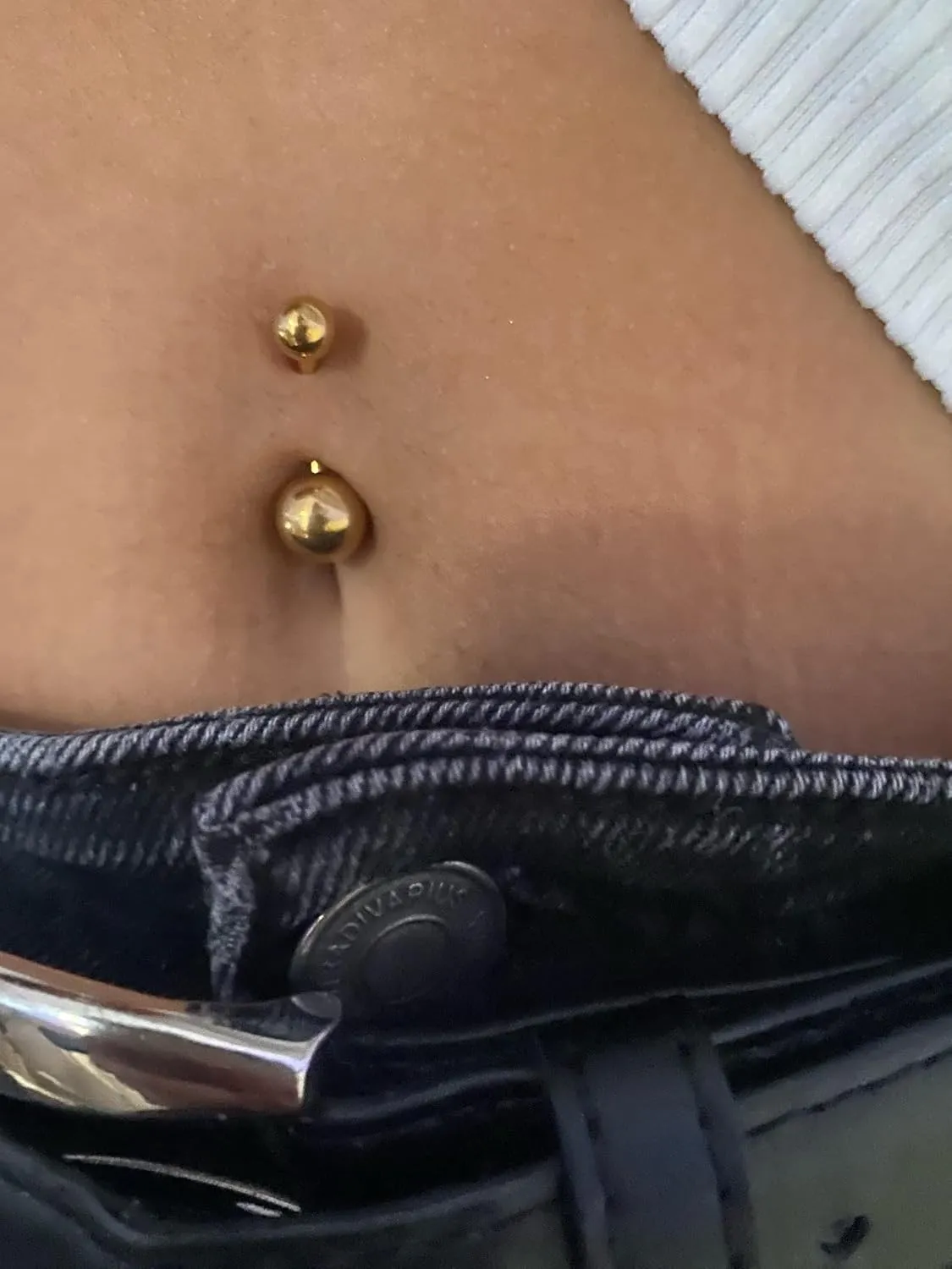 Longita Belly Ring - Surgical Steel & Gold Clicker, Hypoallergenic Navel Ring for Women