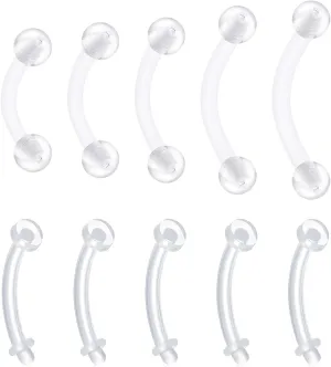 Longita Clear Belly Button Rings Plastic Belly Button Rings Plastic Belly Rings for Sports Surgery