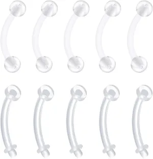 Longita Clear Belly Button Rings Plastic Belly Button Rings Plastic Belly Rings for Sports Surgery