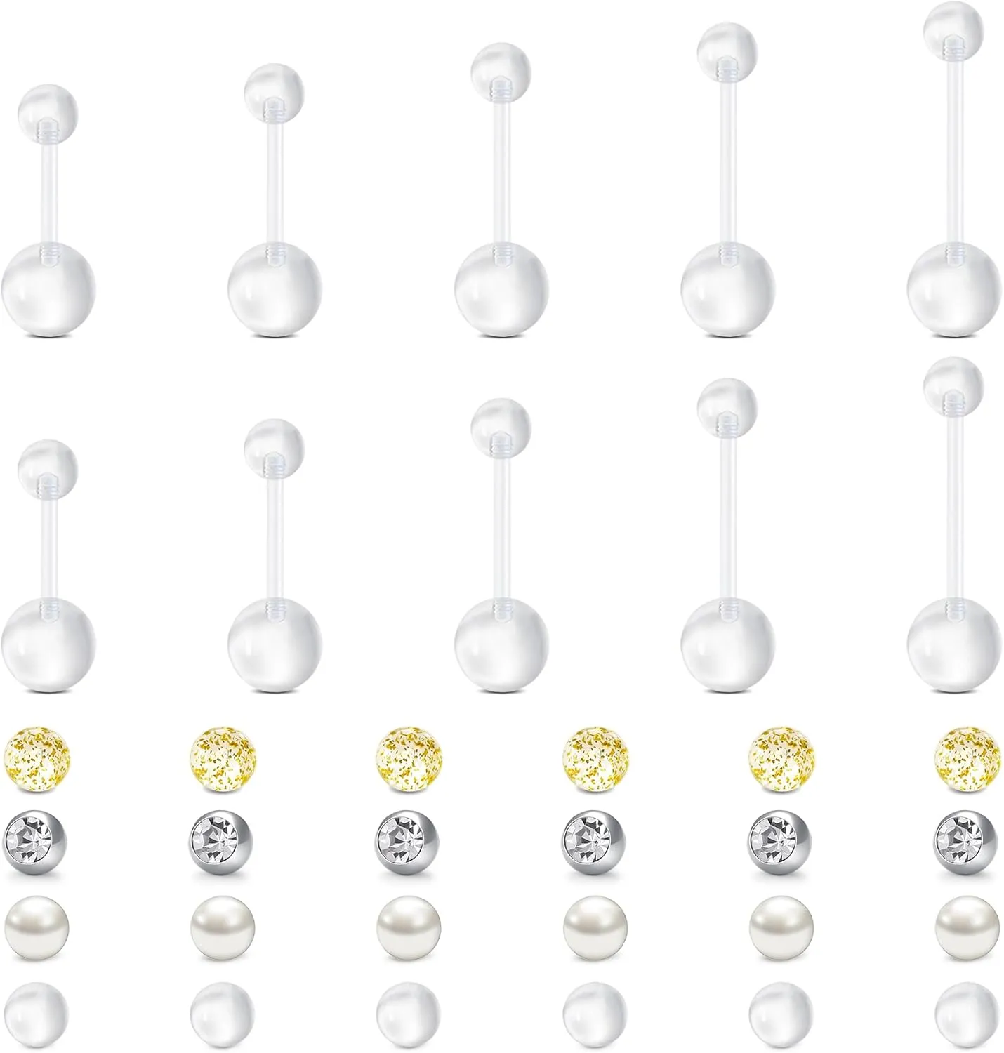 Longita Clear Belly Button Rings Plastic Belly Button Rings Plastic Belly Rings for Sports Surgery