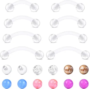 Longita Clear Belly Button Rings Plastic Belly Button Rings Plastic Belly Rings for Sports Surgery