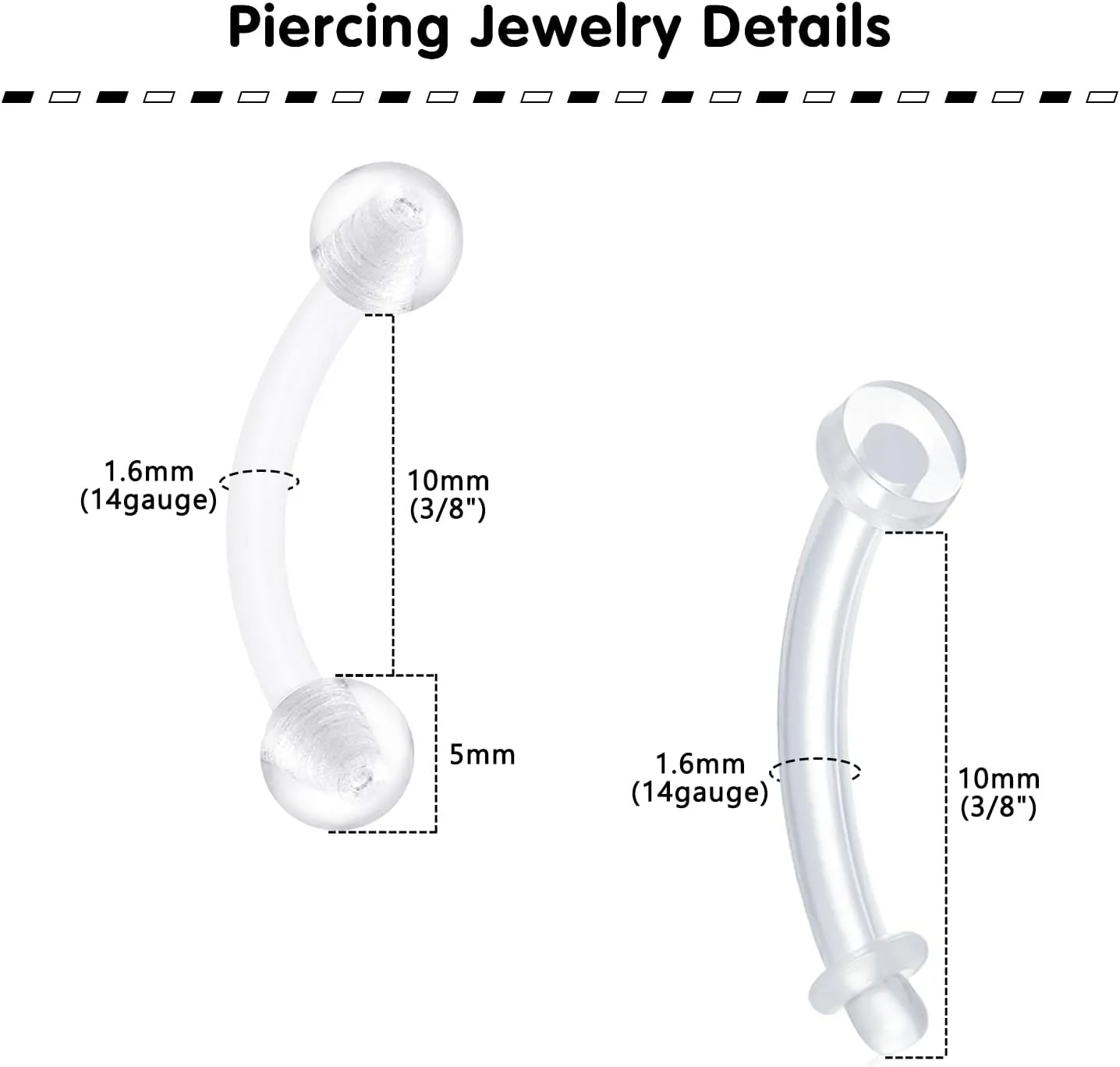 Longita Clear Belly Button Rings Plastic Belly Button Rings Plastic Belly Rings for Sports Surgery