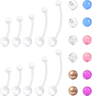 Longita Clear Belly Button Rings Plastic Belly Button Rings Plastic Belly Rings for Sports Surgery