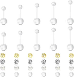 Longita Clear Belly Button Rings Plastic Belly Button Rings Plastic Belly Rings for Sports Surgery