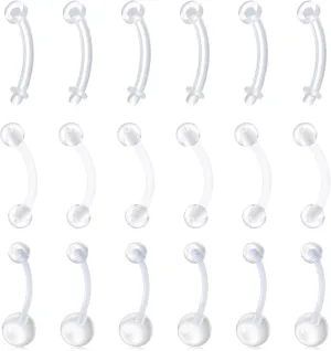 Longita Plastic Pregnancy Belly Button Rings Long Bar Navel Rings for Maternity Sport Pregnant Women Flexible Clear Belly Piercing Retainer Different Length bar and Balls for Replacement 10-32mm