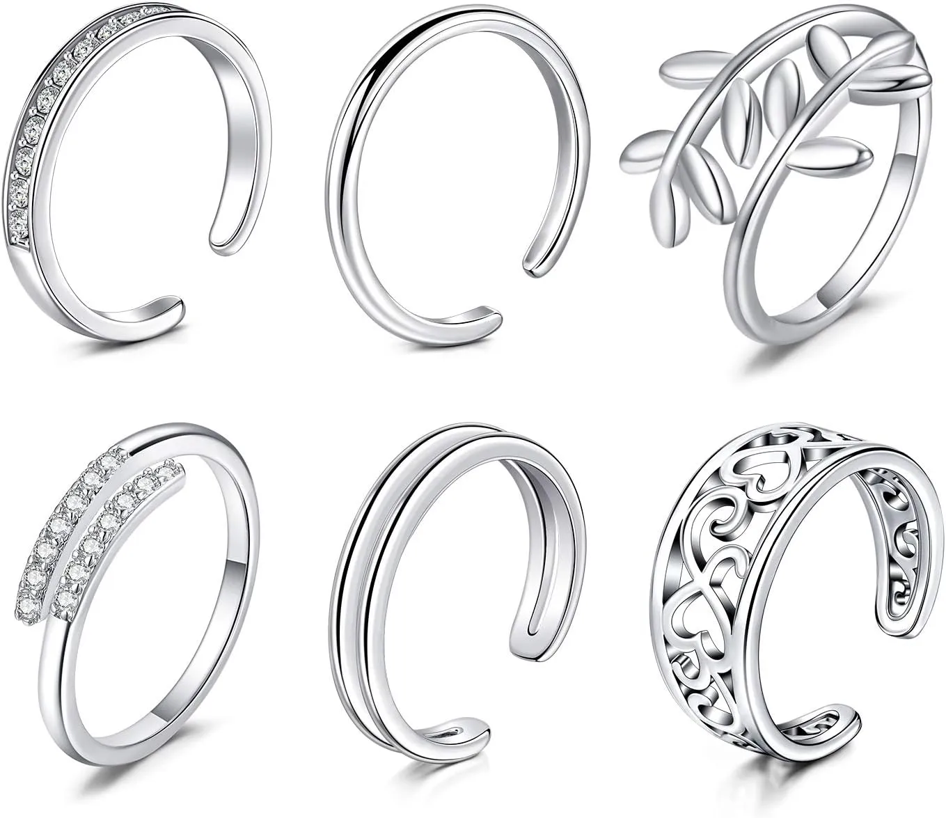 Longita Toe Rings for Women Toe Rings Silver Toe Ring Women Toe Rings Adjustable Toe Ring Open