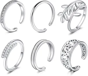 Longita Toe Rings for Women Toe Rings Silver Toe Ring Women Toe Rings Adjustable Toe Ring Open