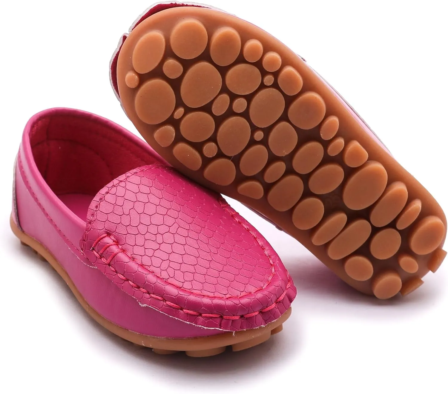LONSOEN Toddler Little Kid Boys Girls Soft Slip On Loafers Dress Flat Shoes