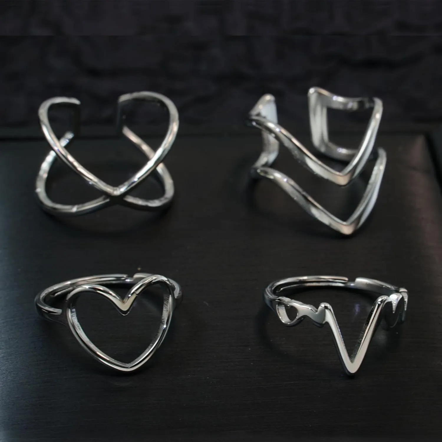 Loqimu 8 Pack Stainless Steel Rings Set for Women Silver Aesthetic Jewelry Rings Adjustable Stackable Rings for Teen Girls Trendy Knuckle Thumb Finger Rings Size 8 9 7 10 Indie rings