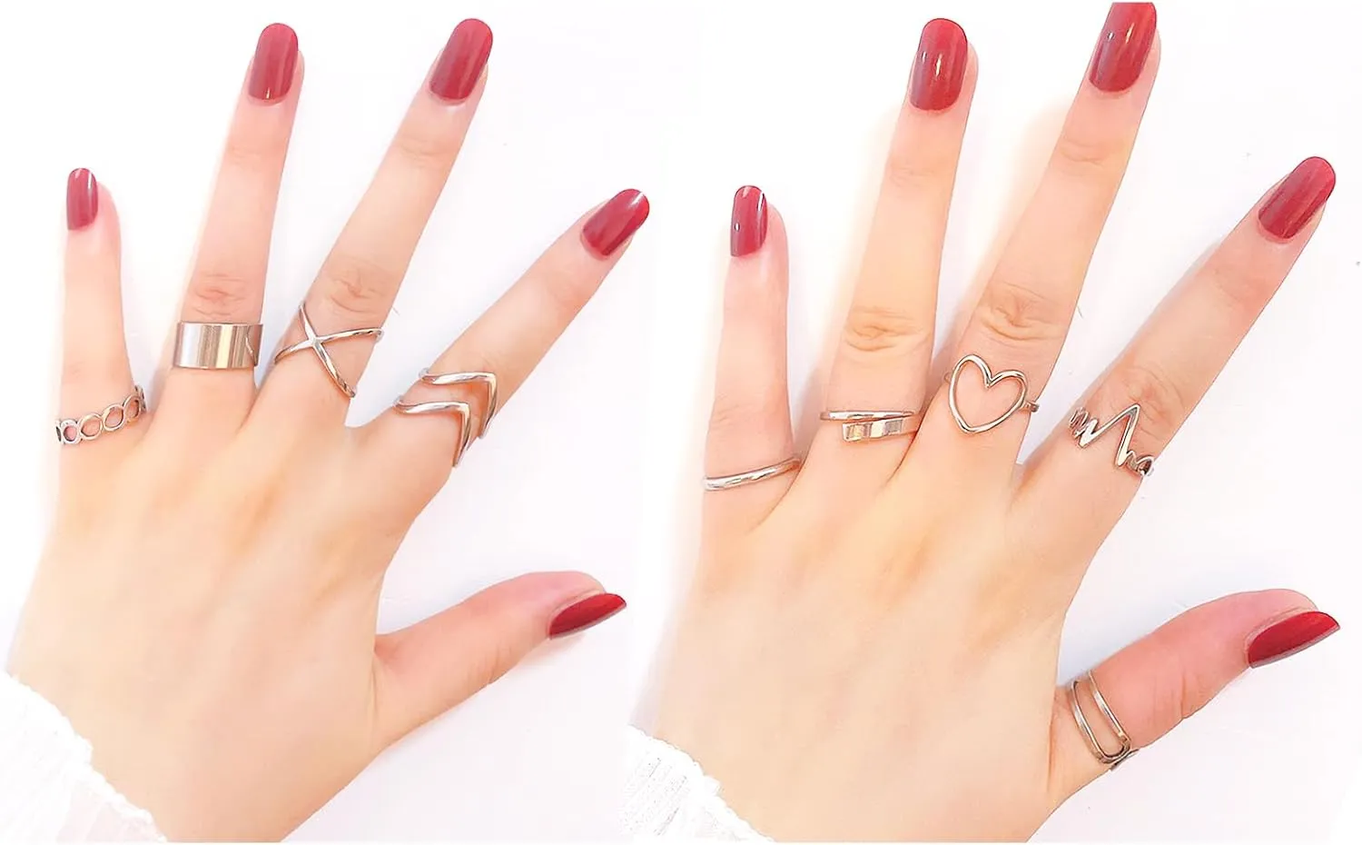 Loqimu 8 Pack Stainless Steel Rings Set for Women Silver Aesthetic Jewelry Rings Adjustable Stackable Rings for Teen Girls Trendy Knuckle Thumb Finger Rings Size 8 9 7 10 Indie rings