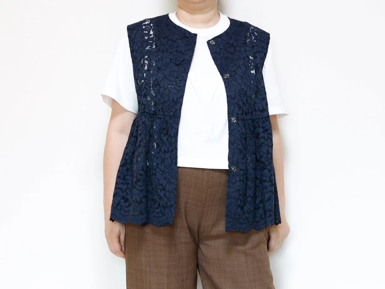 <V02L> PEPLUM VEST LACE