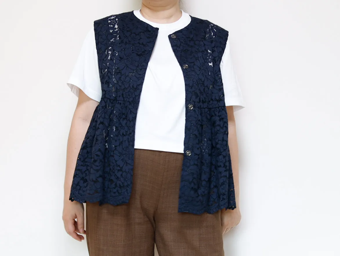 <V02L> PEPLUM VEST LACE