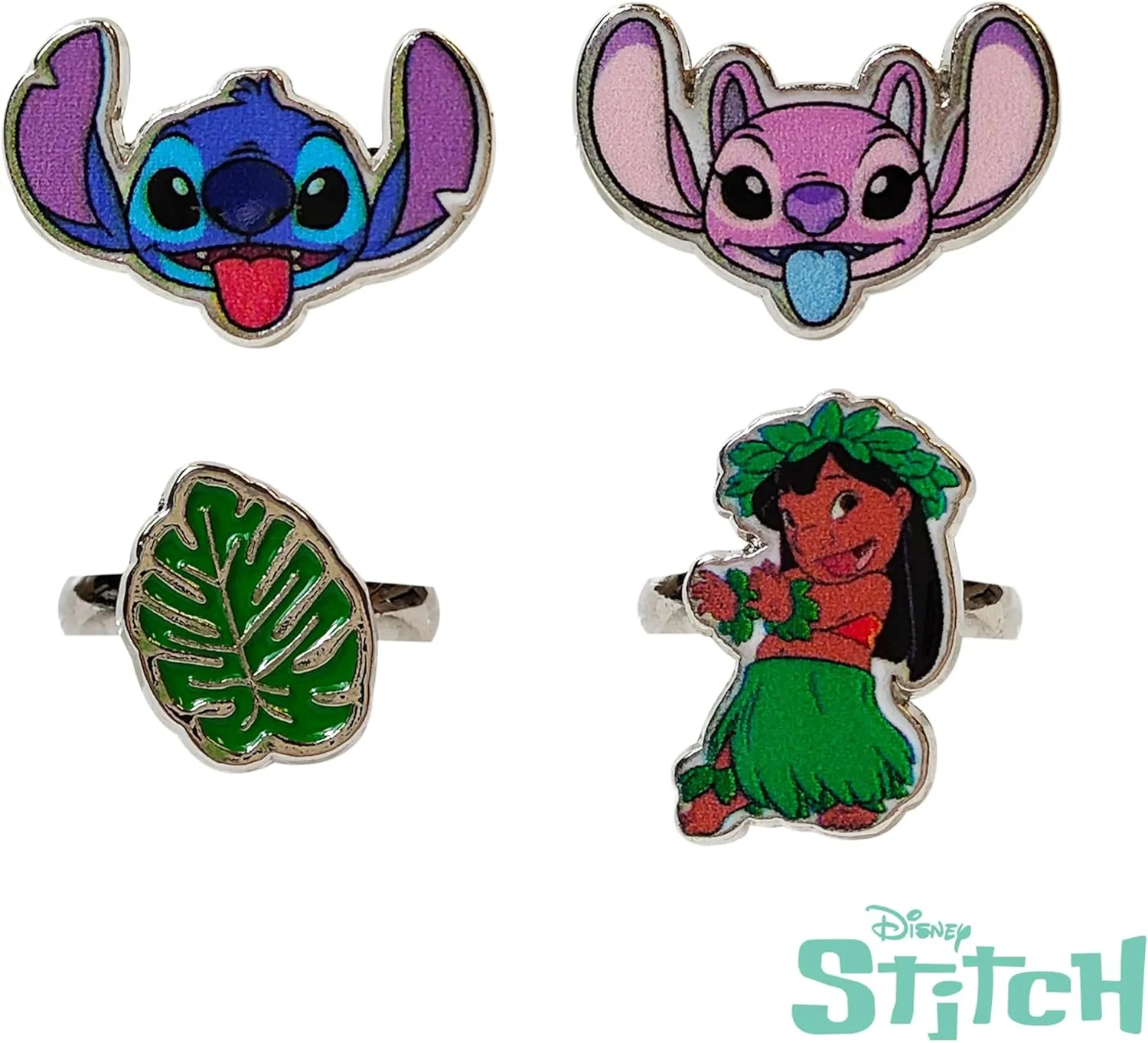 LUV HER Kids Jewelry: 4-Piece Adjustable Rings for Girls, Ring Sets with metal charm Fashion Girls Jewelry Ages 4 