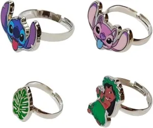 LUV HER Kids Jewelry: 4-Piece Adjustable Rings for Girls, Ring Sets with metal charm Fashion Girls Jewelry Ages 4 