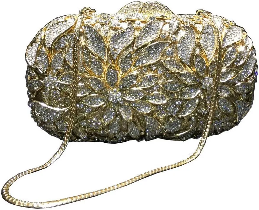Luxury Evening Bag Women Rhinestone Clutch Faux Diamond Purse Metallic Handbag for Wedding Banquet Party