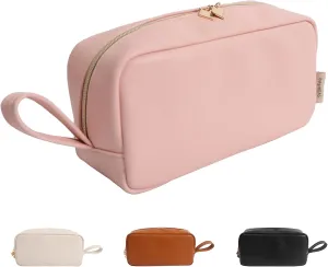 Makeup Bag with Handle, Large Capacity Cosmetic Bag,Water Resistent Make up Bag,Toiletry Zipper Pouch,Tech Bag,Electronic Organizer Travel Case,Storage Pouches for Organization Pink
