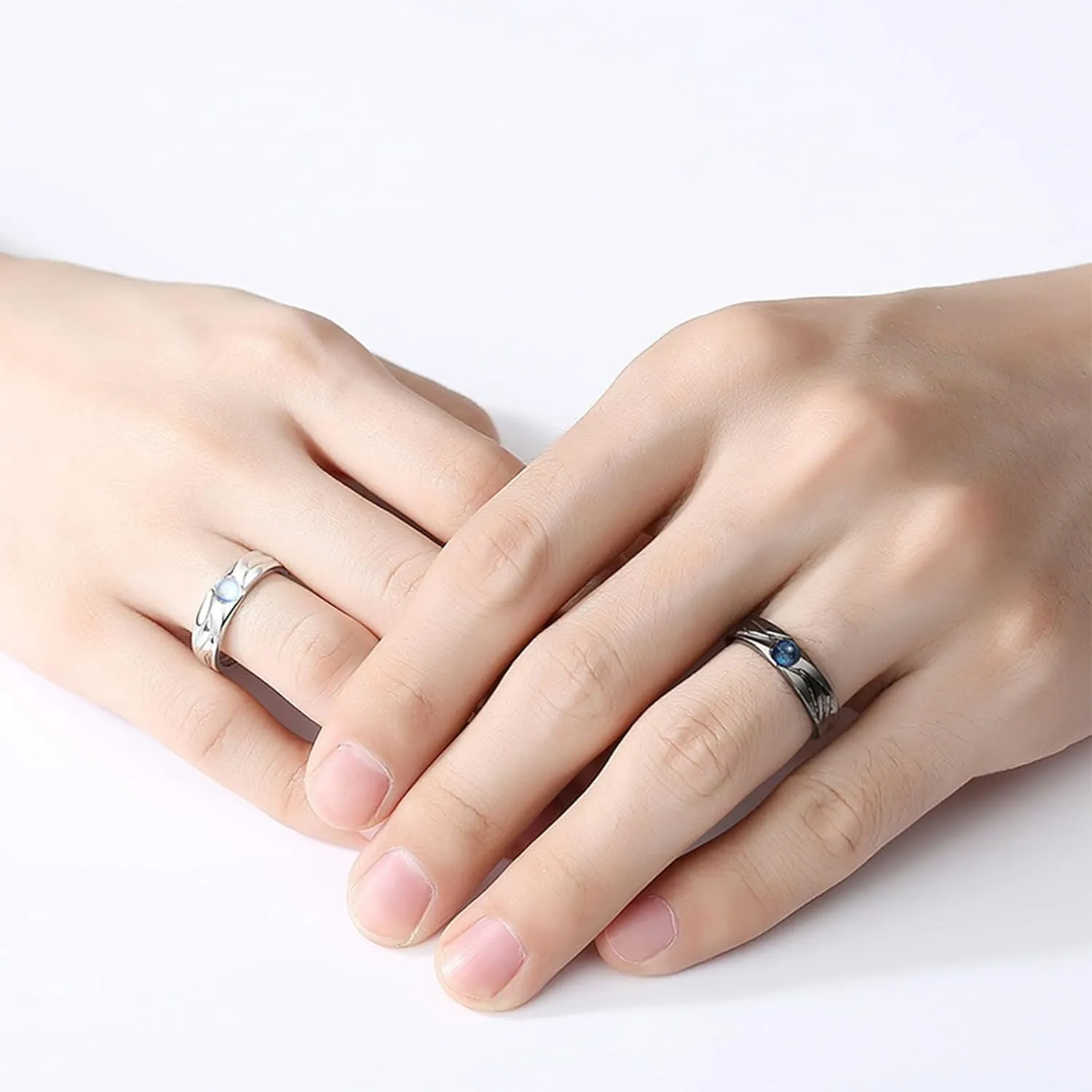 Matching Rings for Couples Promise Rings for Him & Her Engagement Wedding Rings Set Adjustable Silver Couple Rings Statement Rings Valentines Day Gifts