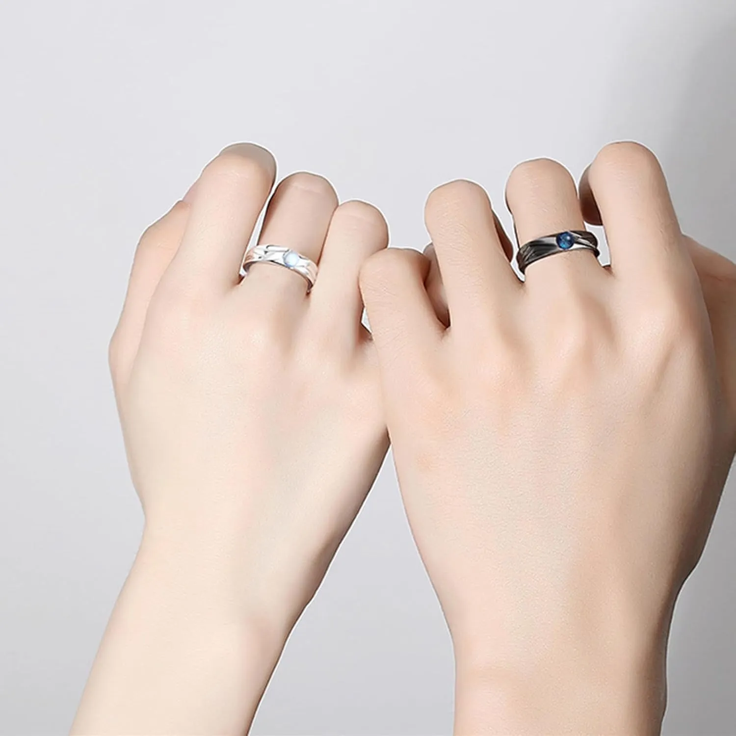 Matching Rings for Couples Promise Rings for Him & Her Engagement Wedding Rings Set Adjustable Silver Couple Rings Statement Rings Valentines Day Gifts