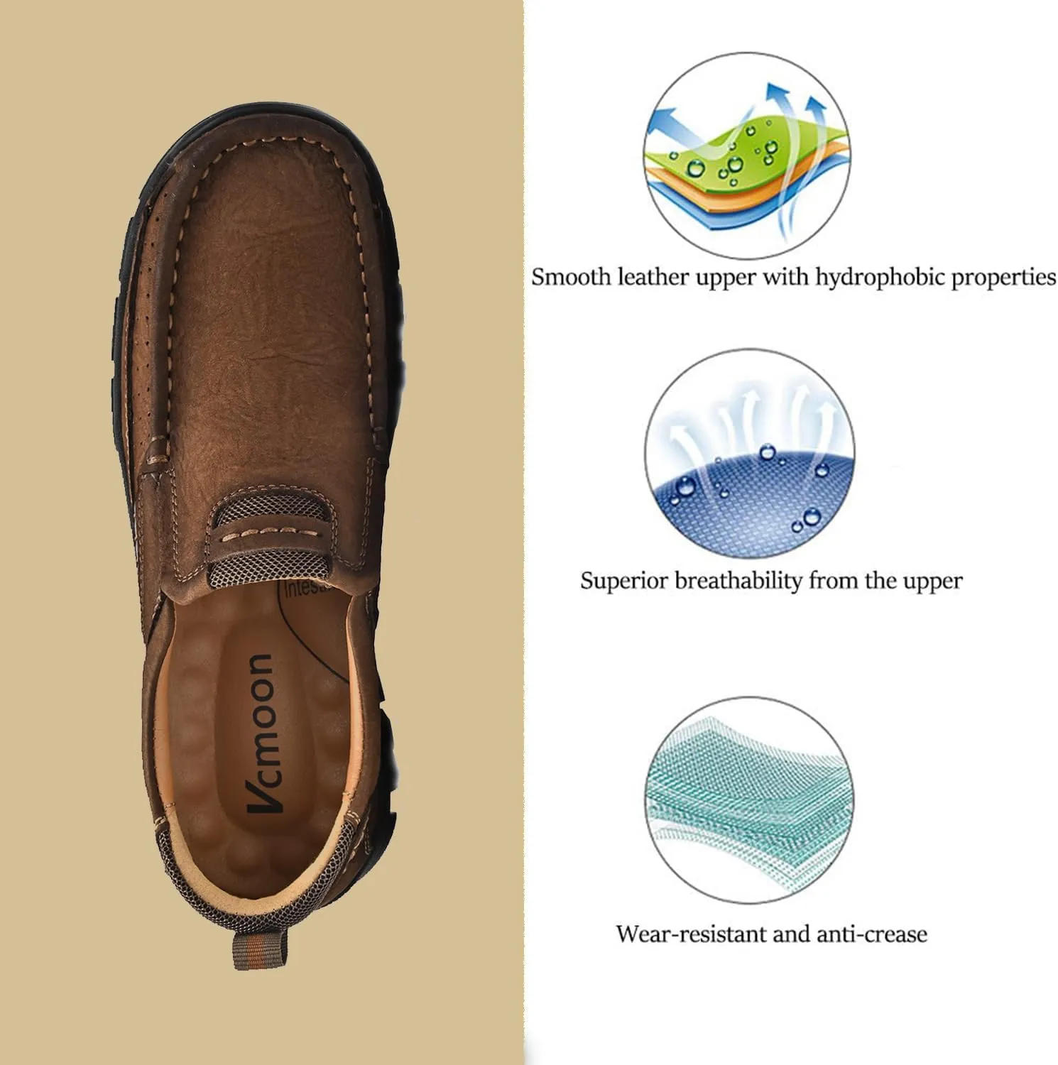 Men Casual Shoes Leather Slip On Loafers Walking Shoes for Work Office Dress Outdoor