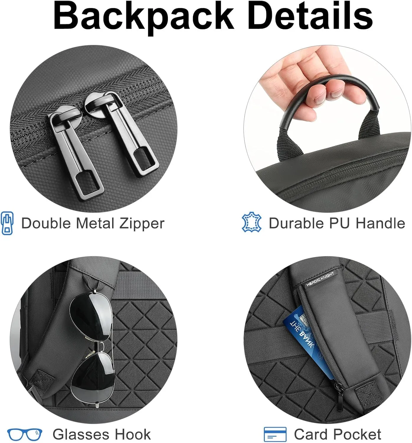 Mens Backpack Slim Business Backpack with USB Charging Port Lightweight Computer Backpacks for 16 Inch Laptop Bag Water-Resistant Anti-Theft Daypack for Daily Office Work College Travel-Black