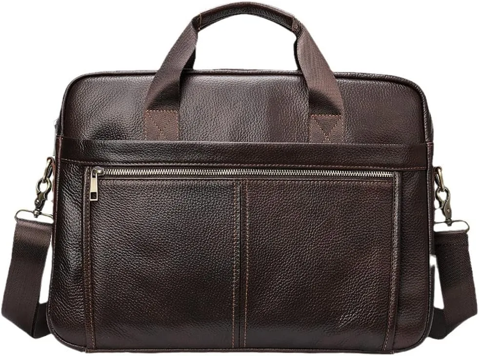 Men's Briefcase Genuine Leather Laptop Bag 14'' Business Tote Document Office Portable Laptop Shoulder Bags