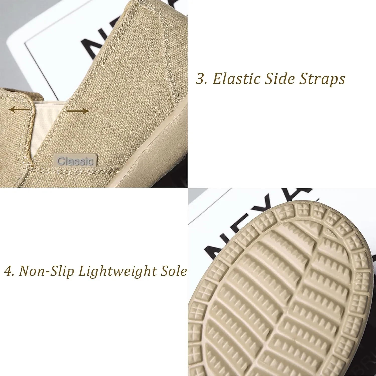 Men's Canvas Slip On Lightweight Loafers with Arch Support Comfortable Non-Slip Orthopedic Walking Boat Shoes Casual Breathable Flat Sneakers