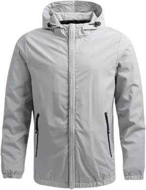 Men's Lightweight Windbreaker Jackets Casual Zip Up Outdoor Travel Jackets With Hooded