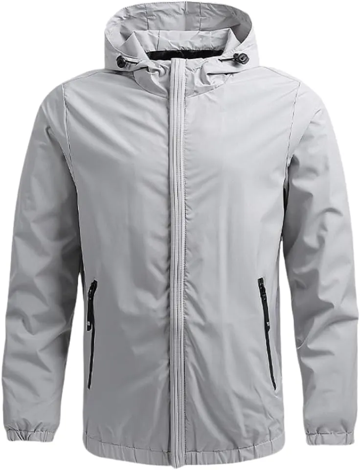 Men's Lightweight Windbreaker Jackets Casual Zip Up Outdoor Travel Jackets With Hooded