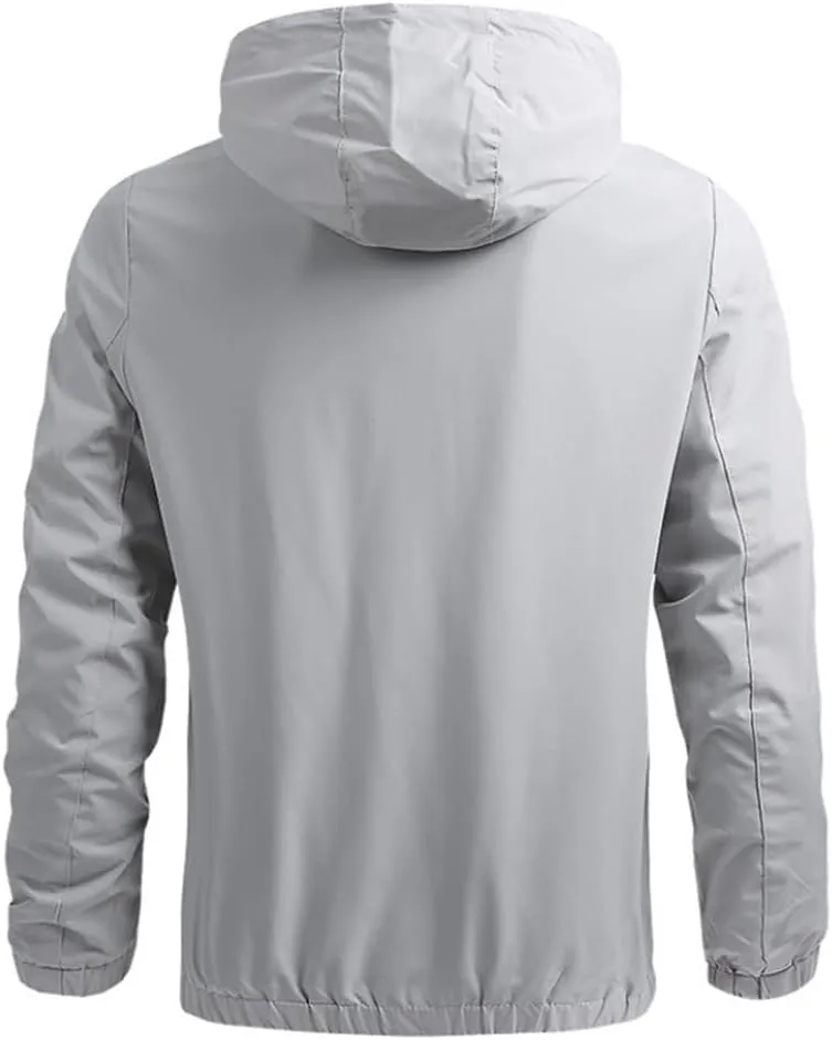 Men's Lightweight Windbreaker Jackets Casual Zip Up Outdoor Travel Jackets With Hooded