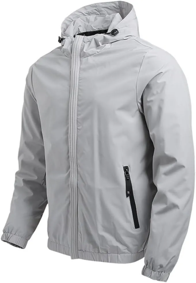 Men's Lightweight Windbreaker Jackets Casual Zip Up Outdoor Travel Jackets With Hooded