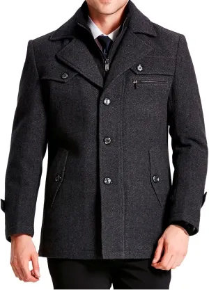 Men's Pea Coat Winter Warm Heavyweight Trench Coats Single Breasted Short Wool Jacket Thicken Casual Peacoat Overcoat